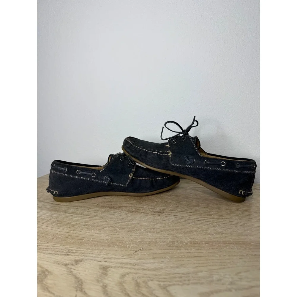 John Varvatos USA Navy Blue Suede Boat Shoes F1543P2B Men's Size 10.5 M